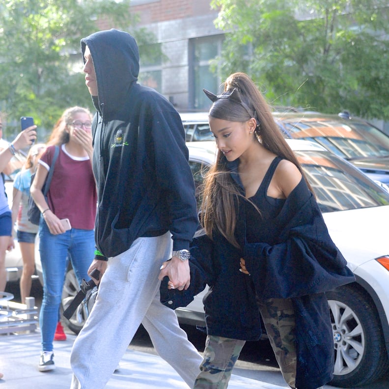 NEW YORK, NY - JUNE 25:  Ariana Grande and Pete Davidson seen out and about in Manhattan on  June 25, 2018 in New York City.  (Photo by Robert Kamau/GC Images)