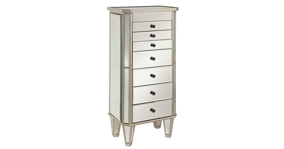 Powell Jewelry Armoire Wood, Silver Mirrored Best Mirrored Furniture
