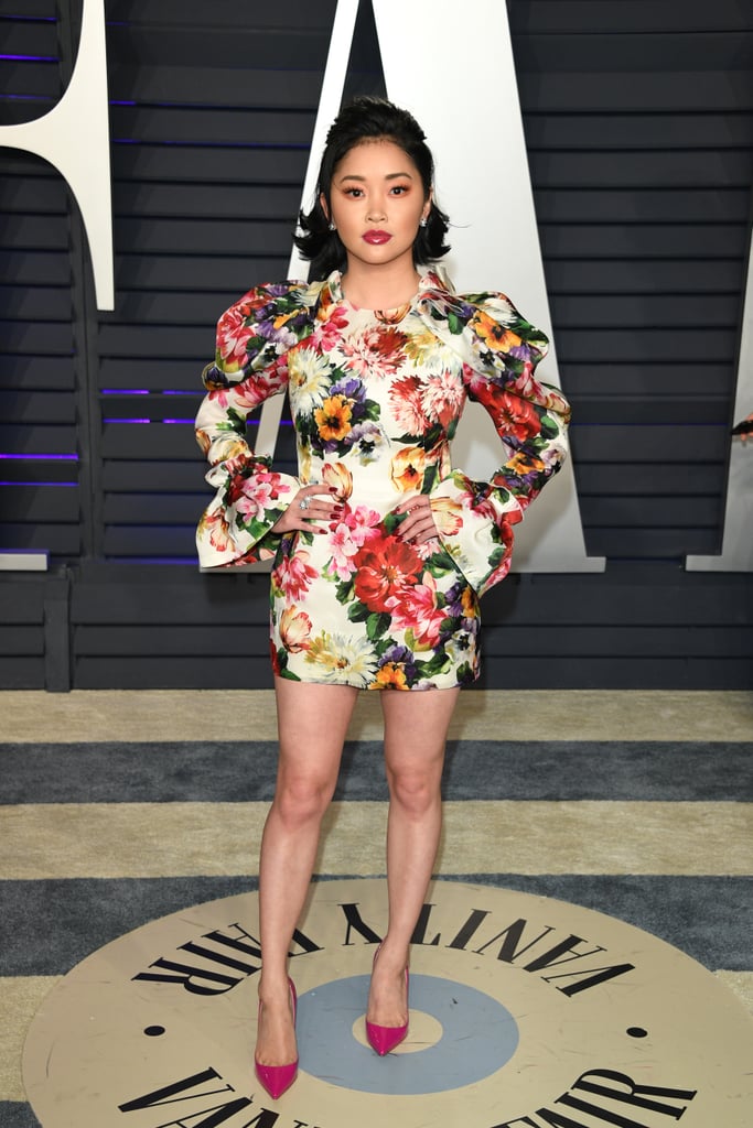 Wearing a Dolce & Gabbana minidress and Christian Louboutin heels to the Vanity Fair afterparty in 2019.