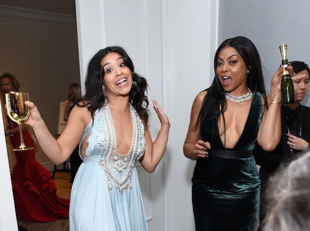 Gina Rodriguez and Taraji P. Henson Getting Their Drink On in a Secret Back Room