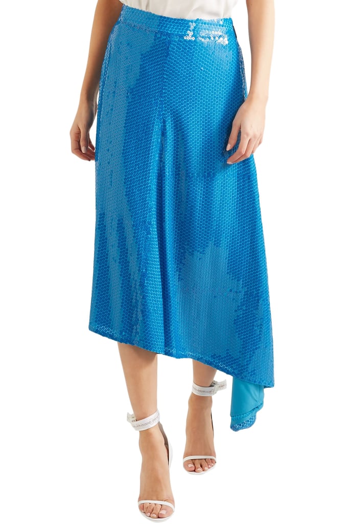 MSGM Asymmetric Sequined Crepe Midi Skirt