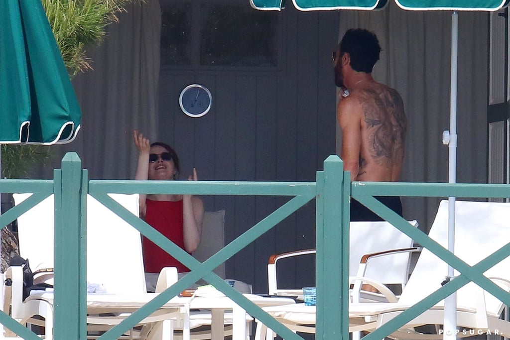 Emma Stone and Justin Theroux Beach Pictures May 2018