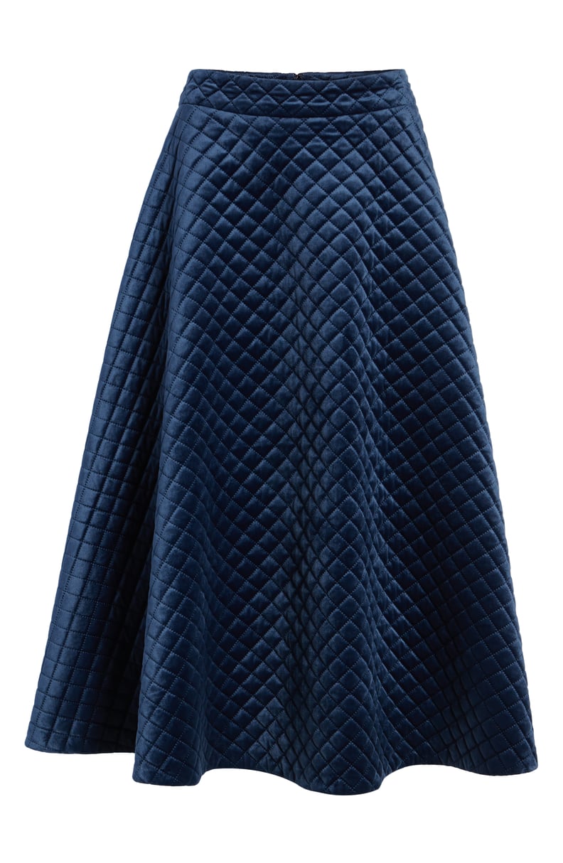 Quilted Velour Circle Midi Skirt