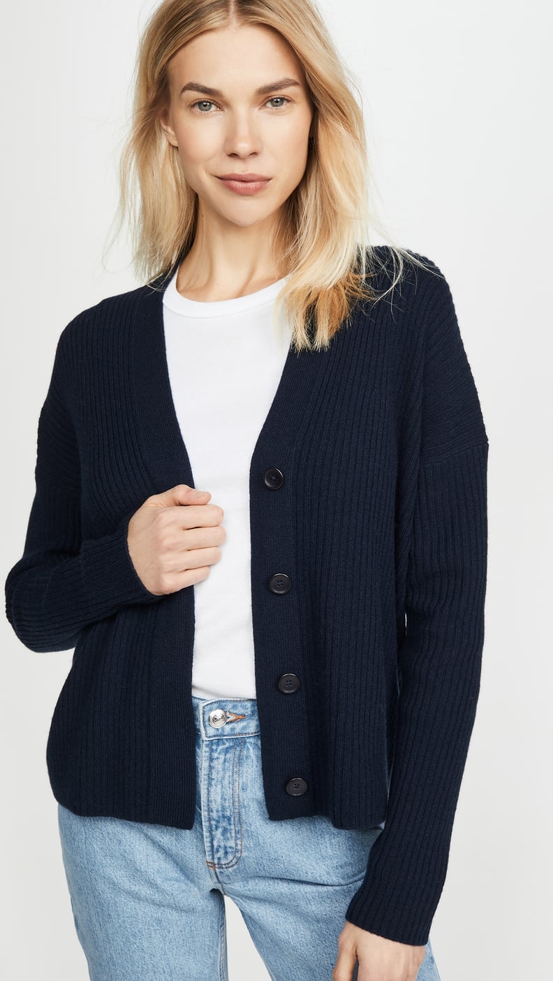 Vince Ribbed Button Cardigan
