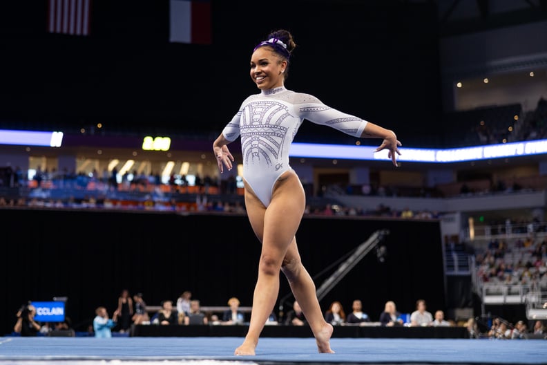 FORT WORTH, TEXAS - APRIL 20: Konnor McClain of Louisiana State University performs her floor routine during the 2024 NCAA Division I Women's Gymnastics Championships at Dickies Arena on April 20, 2024 in Fort Worth, Texas. (Photo by Aric Becker/ISI Photo