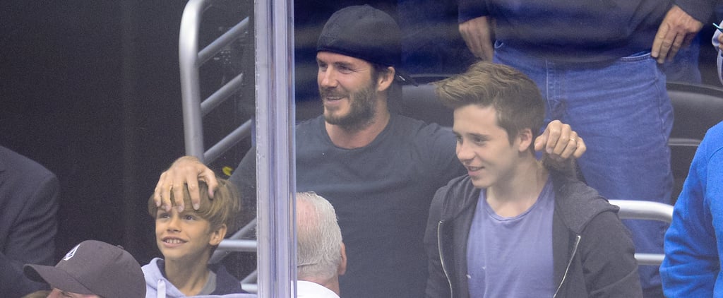 David Beckham and His Sons at LA Kings Hockey Game