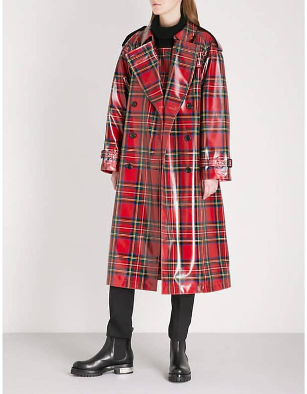 Burberry laminated tartan store wool trench coat
