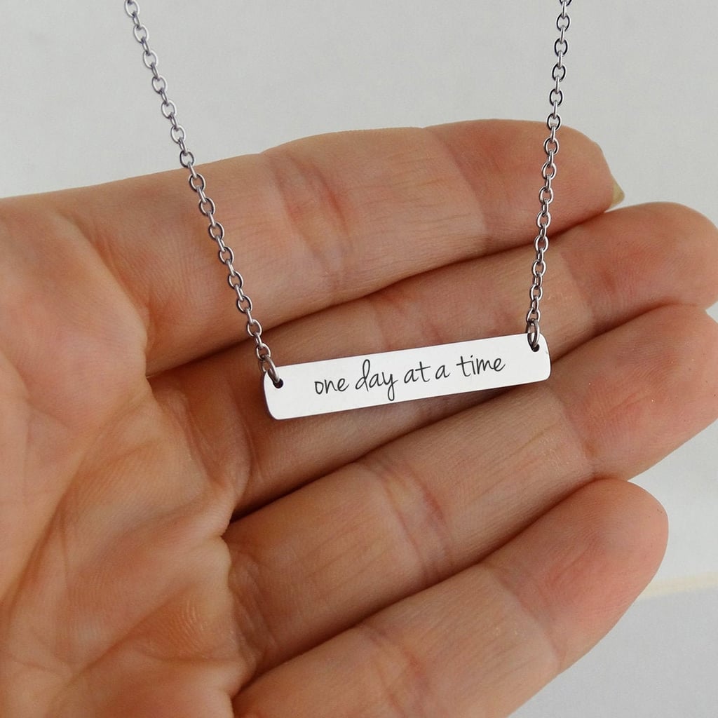 FJ4LifeCreations One Day At A Time Bar Necklace
