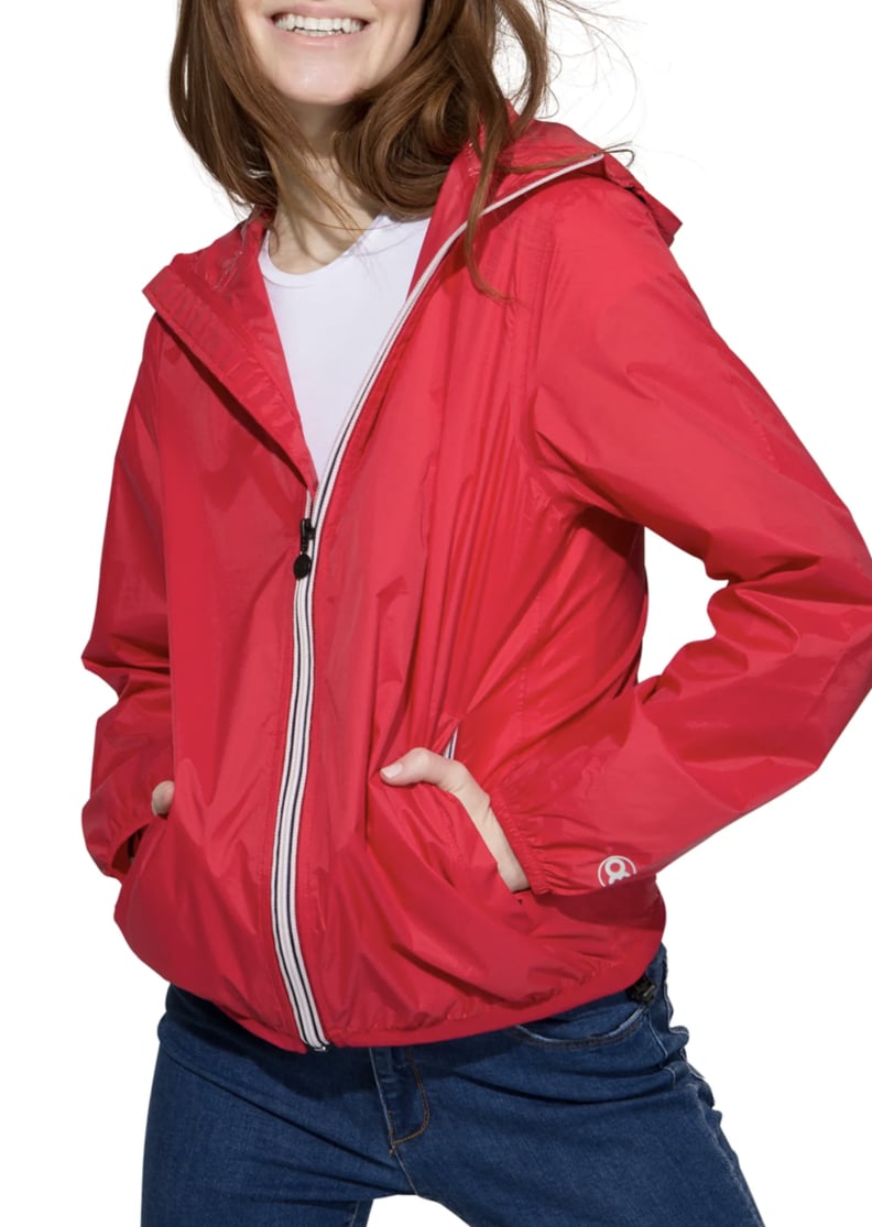 O8 Red Full Zip Packable Rain Jacket