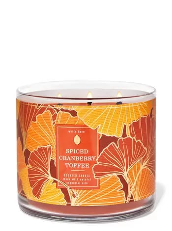 Spiced Cranberry Toffee 3-Wick White Barn Candle