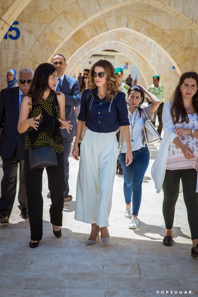 Queen Rania's Button-Down and Culottes August 2016
