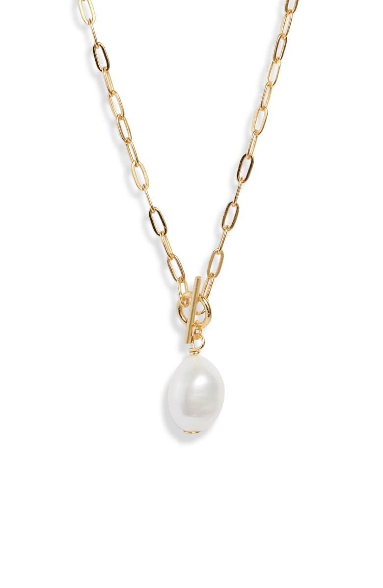 Argento Vivo Pearl Pendant Toggle Necklace