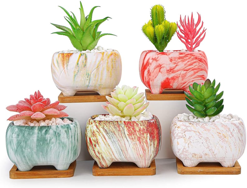 ARTKETTY 4.7” Rectangular Succulent Cactus Planter Set of 5