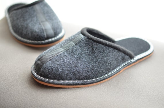 Gray Felt Slippers