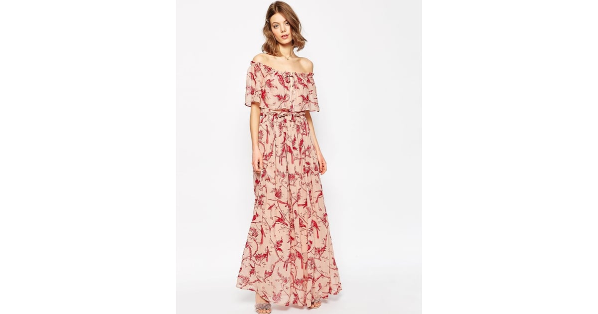 ASOS Printed Ruffle and Tiered Off Shoulder Maxi Dress ($111 ...