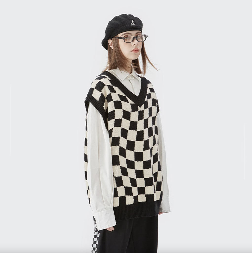 Detroit 303 Plaid Checkerboard Knit Sweater
