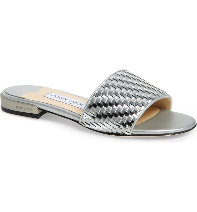 Jimmy Choo Joni Woven Metallic Slide Sandal