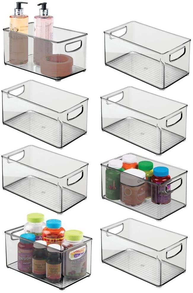 For Organization: Mdesign Deep Plastic Storage Bin with Handles