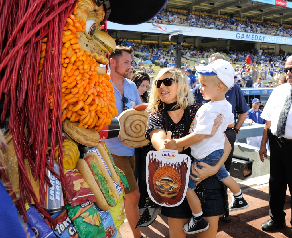 Fergie, Josh Duhamel, and Axl at Dodgers Game August 2016