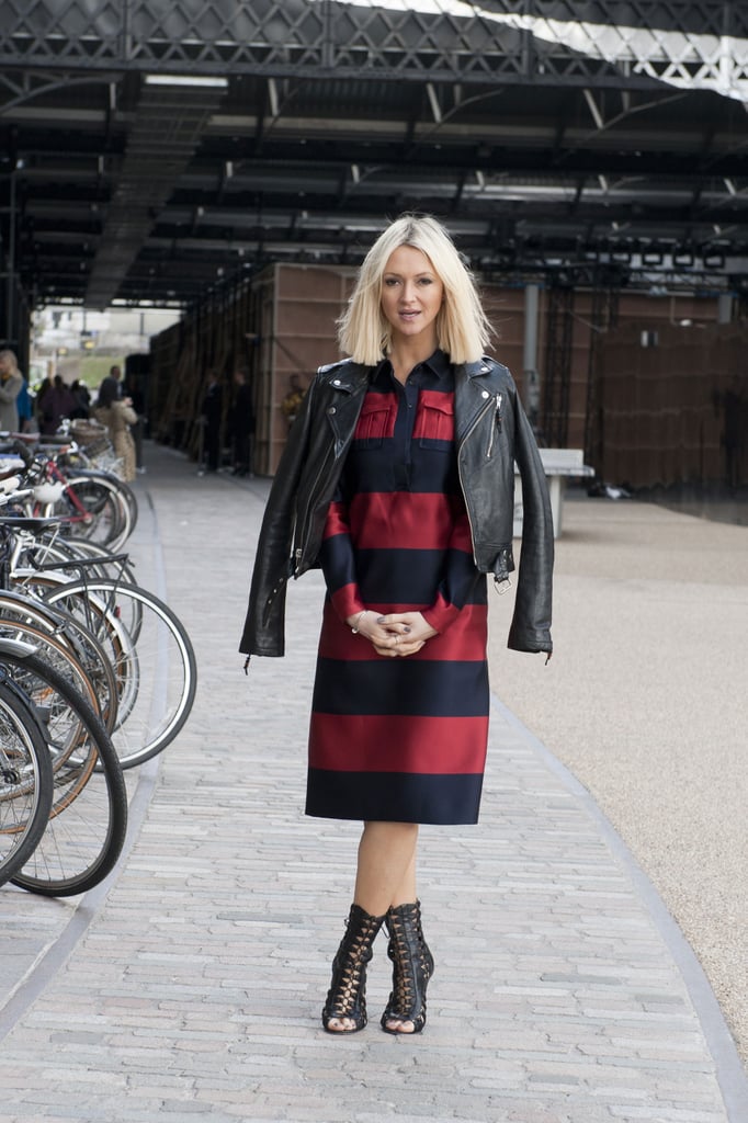 Zanna Roberts Rassi styled up her rugby-striped Burberry dress with edgy leather accents.
Zanna Roberts Rassi styled up her rugby-striped Burberry dress with edgy leather accents.