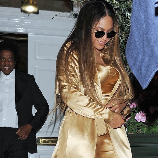 Beyoncé Gold Dress and Trench Coat With JAY-Z in London