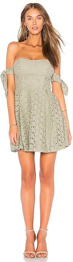 J.O.A. Off-the-Shoulder Sleeve-Tie Lace Dress