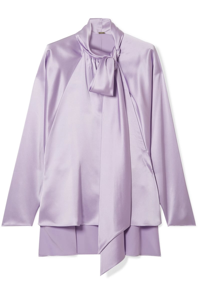 Adam Lippes Pussy-Bow Silk-Satin Blouse