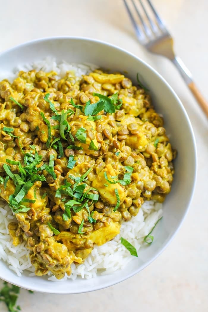 Yellow Curry Lentils and Halloumi