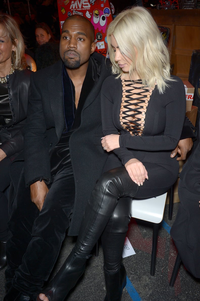 Side View of Blond Kim Kardashian and Kanye West