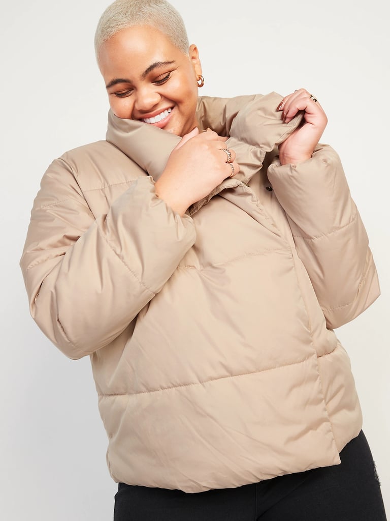 Old Navy Water-Resistant Double-Breasted Puffer Jacket in Gentle Fawn