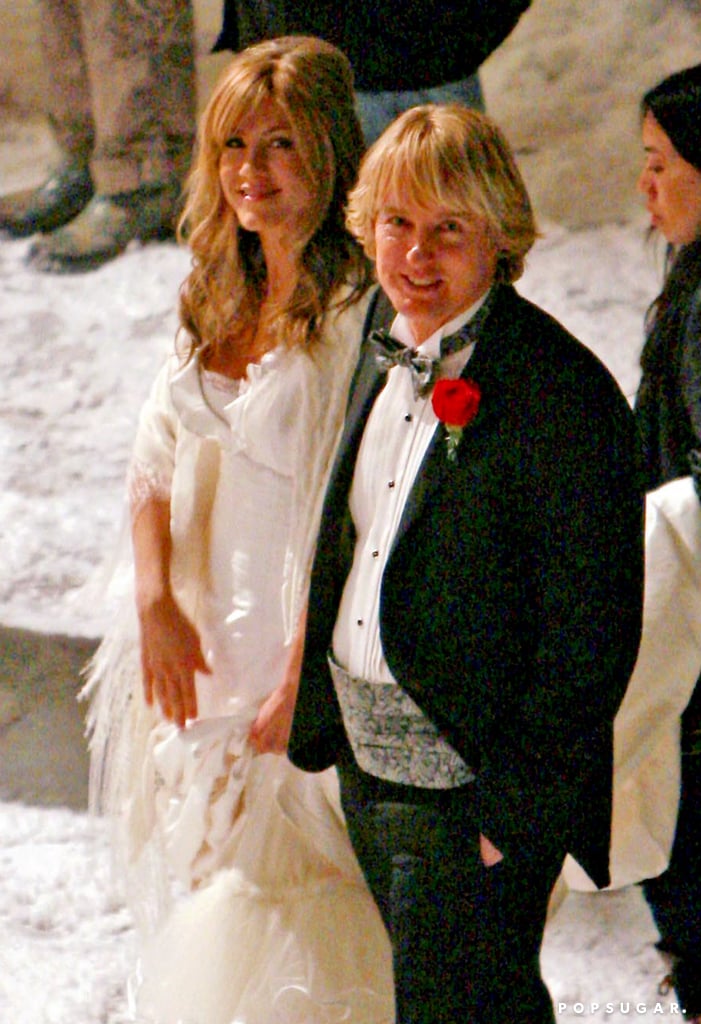 Jennifer Aniston and Owen Wilson had a little help from a snow machine on the Philadelphia set of Marley & Me in 2008.