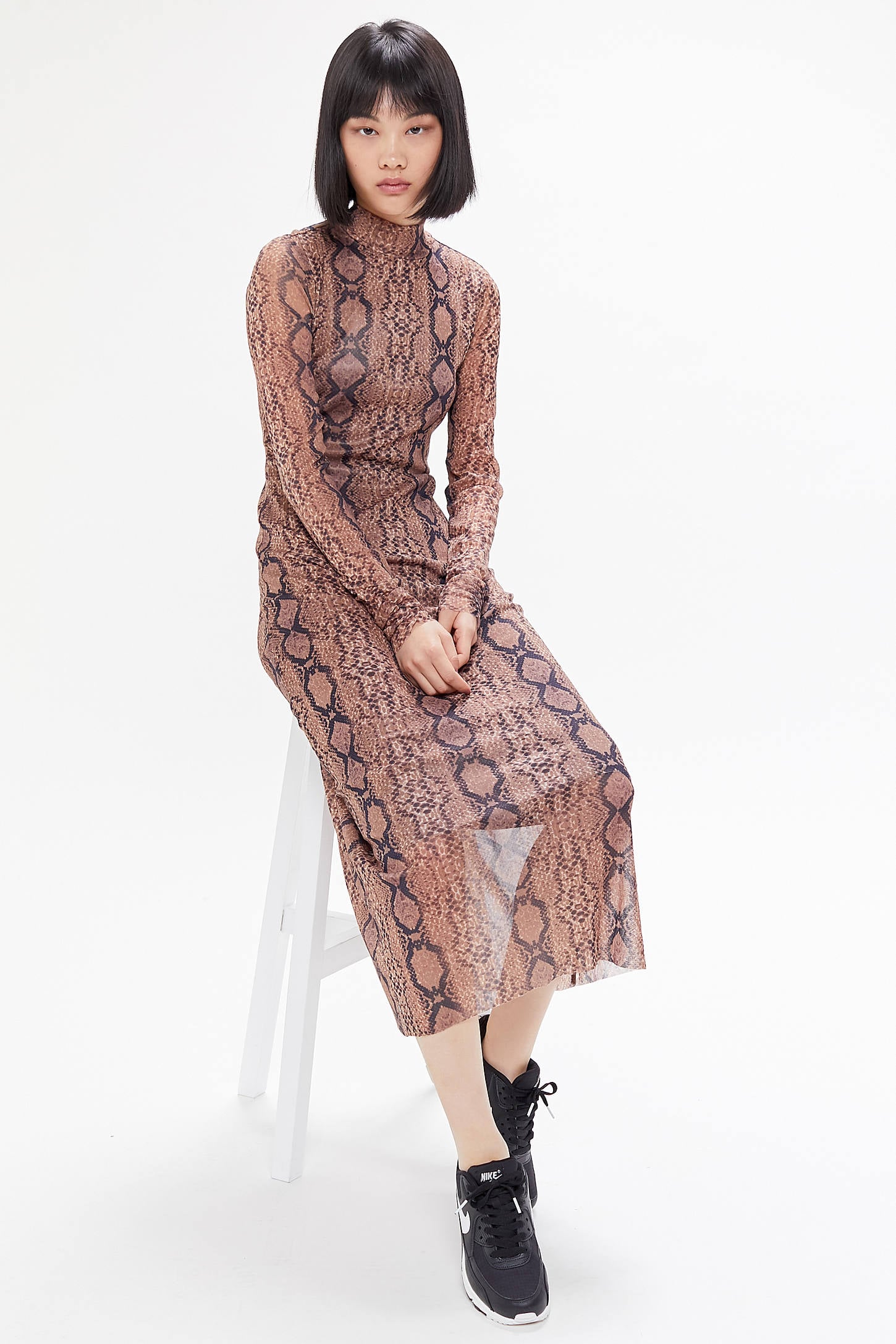ganni leopard print mesh maxi dress