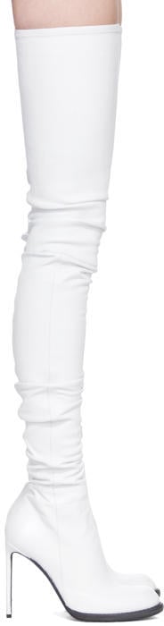 Haider Ackermann White Leather Over-the-Knee Boots