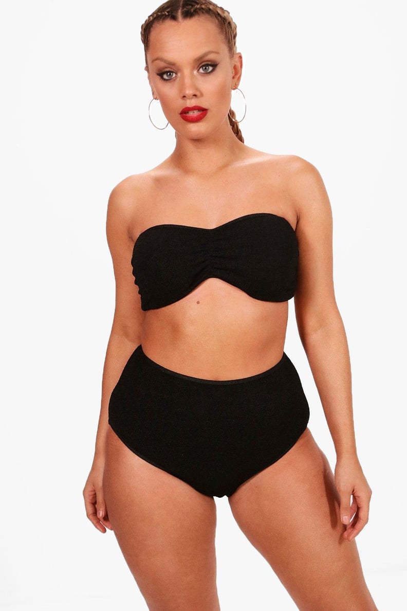 Boohoo Textured High Waist Bandeau Bikini Set