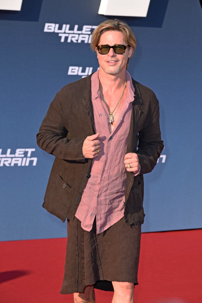 Brad Pitt Wears Linen Skirt to Bullet Train Premiere: Photos