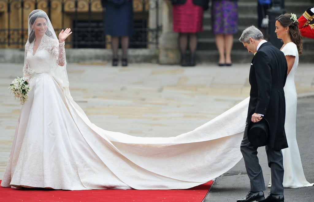 Her train, carried by sister Pippa.