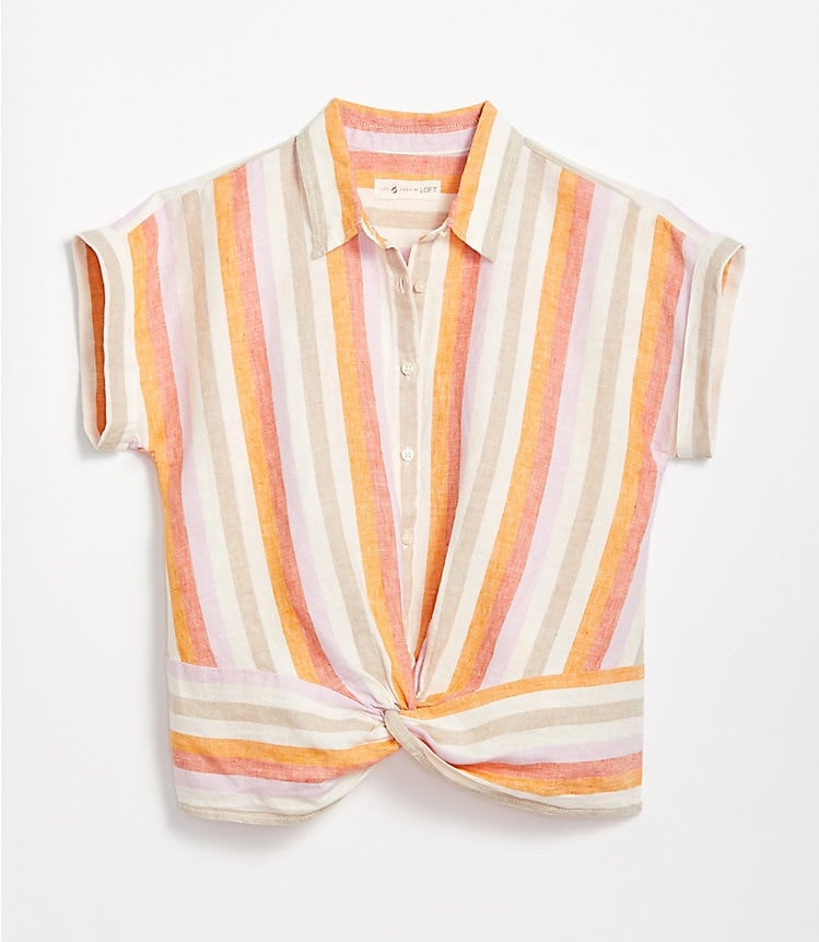 Lou & Grey Striped Linen Twist Front Shirt