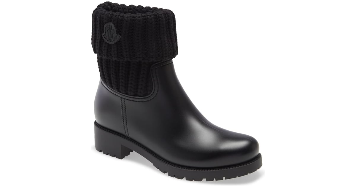ginette knit cuff leather rain boot
