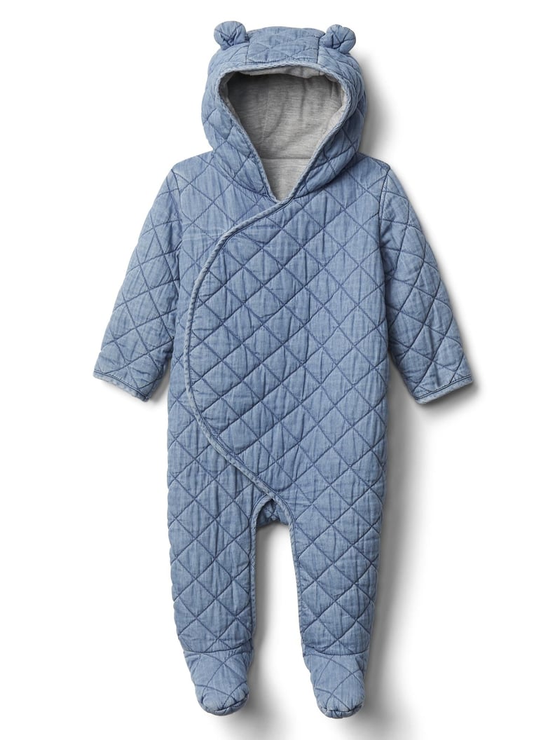 Gap Baby Quilted Chambray Bear One-Piece