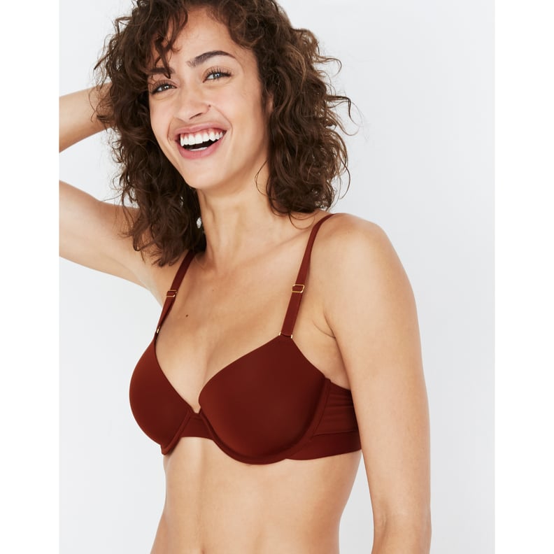 Madewell x Lively Mesh-Trimmed No-Wire Bra in Burnished Mahogany