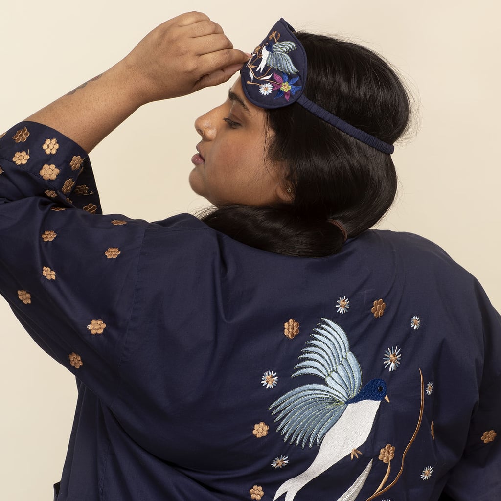 A Luxe Find: Embroidered Hummingbird Robe & Eye Mask