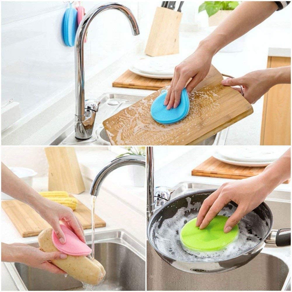 Antibacterial Silicone Dishwashing Sponges (Pack of 7)