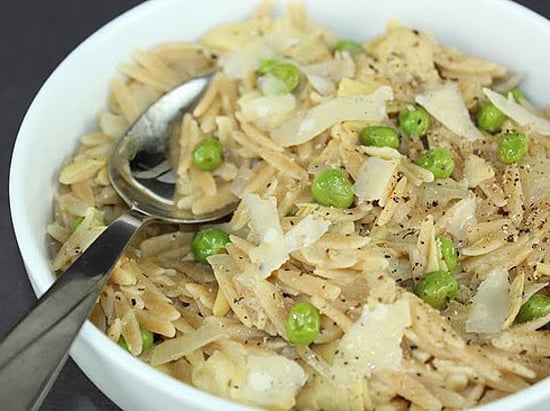 Whole Wheat Orzo With Artichokes and Peas