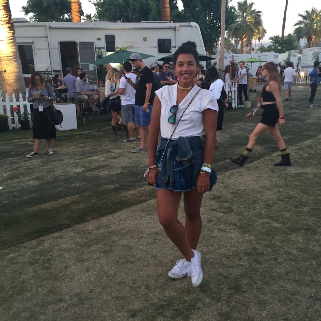 "Sunday Festival Vibes! Comfy and Cute"
Outfit details: Brendan's (boyfriend's) t-shirt, Love Shack Fancy Skirt, Gap jean jacket, and white Converse
