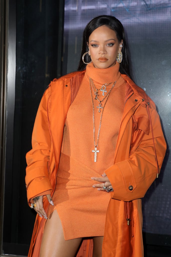 Rihanna's Orange Outfit at Fenty Event During Fashion Week