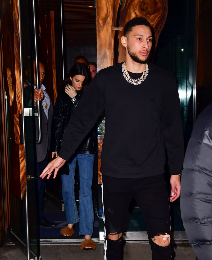 Kendall Jenner in Fuzzy Heels With Ben Simmons February 2019