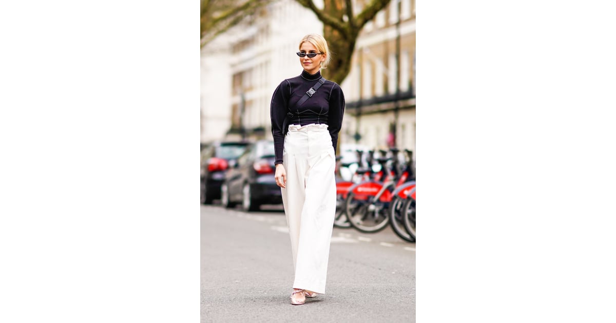 Ruffled High-Waist Trousers, 35 Pant Outfit Ideas That — Gasp! — Aren't  Jeans