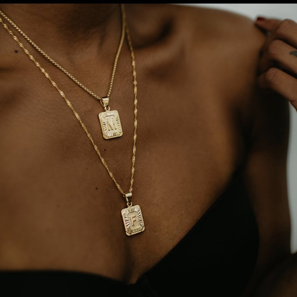 A Personal Piece: Stella & Haas Signature Initial Rectangle Necklace