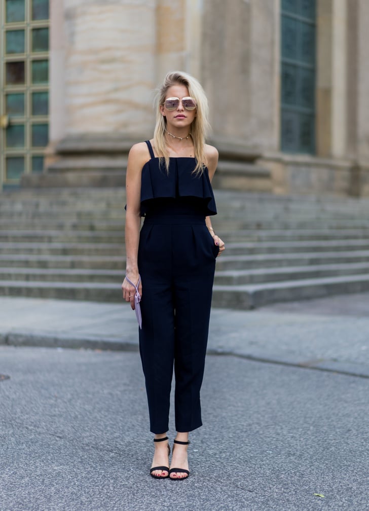 A simple black jumpsuit with strappy sandals | Summer Outfit Ideas For ...