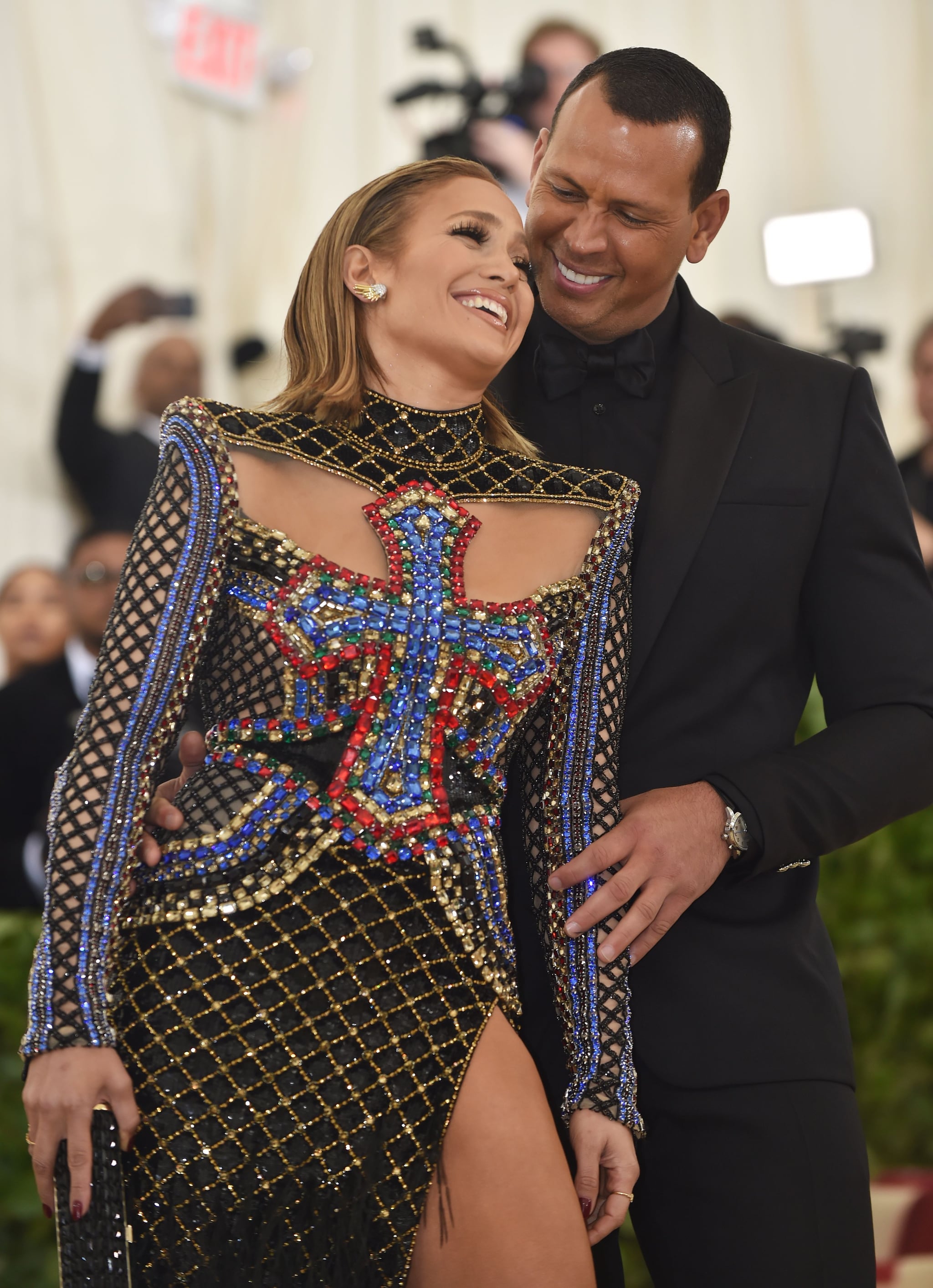 TOPSHOT - Jennifer Lopez and Alex Rodriguez arrive for the 2018 Met Gala on May 7, 2018, at the Metropolitan Museum of Art in New York. - The Gala raises money for the Metropolitan Museum of Arts Costume Institute. The Gala's 2018 theme is Heavenly Bodies: Fashion and the Catholic Imagination. (Photo by Hector RETAMAL / AFP)        (Photo credit should read HECTOR RETAMAL/AFP/Getty Images)